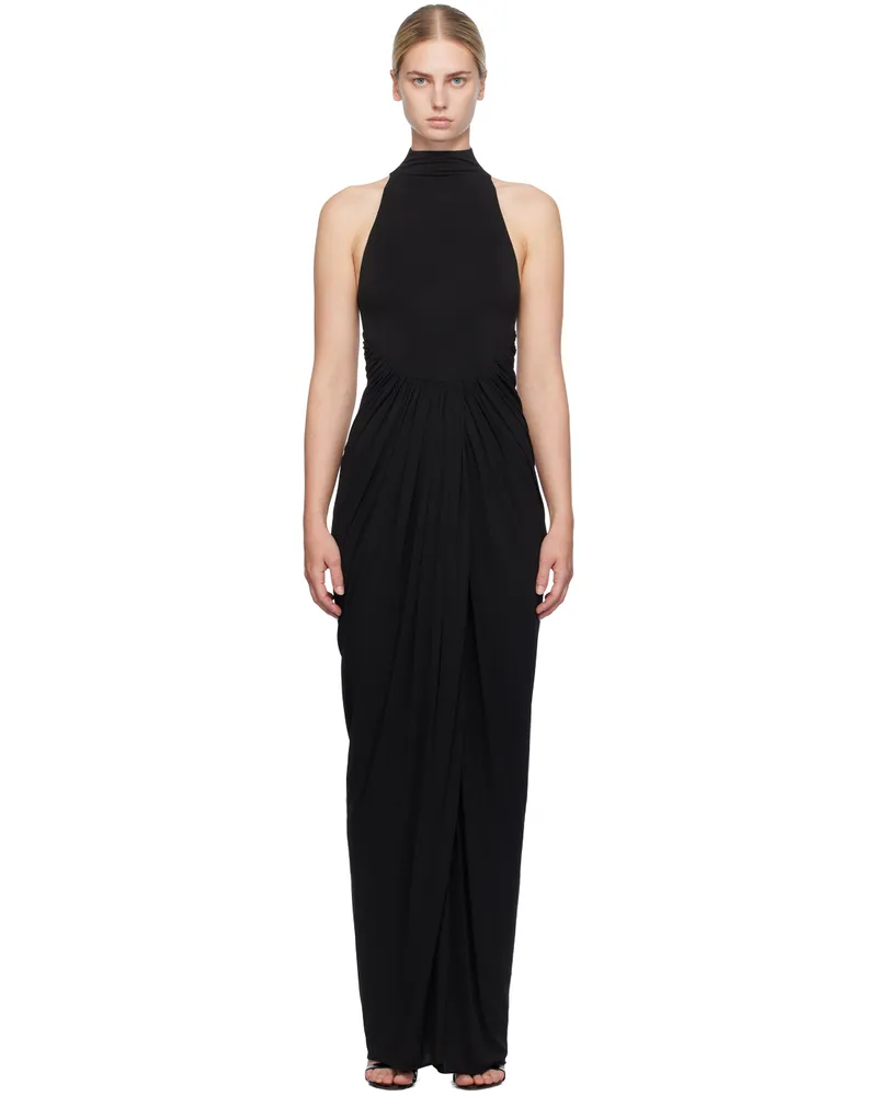 Alaïa Black Draped Maxi Dress 995