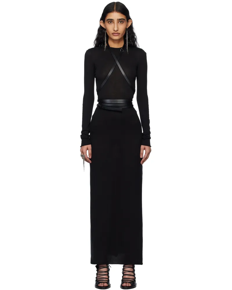 Ann Demeulemeester Black Eva Open Back Knitted Maxi Dress 099
