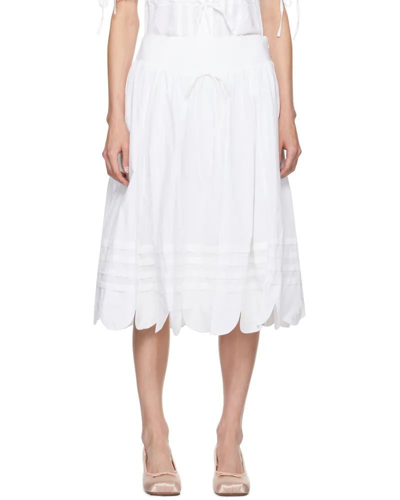 Sandy Liang White Moretz Midi Skirt 100