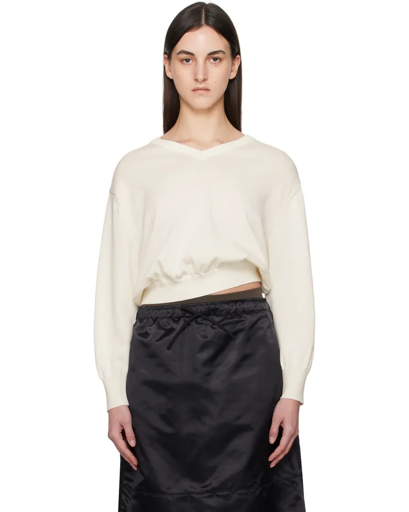 Nothing Written Off-White Pipley V-Neck Sweater Ivory