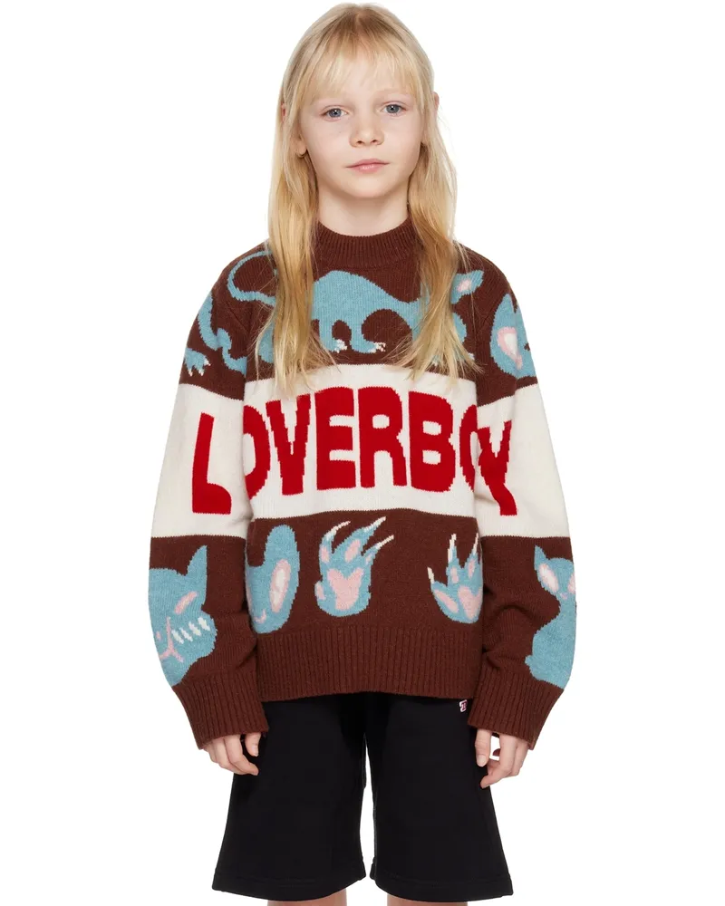 Charles Jeffrey Loverboy SSENSE Exclusive Kids Brown Cat Sweater Cat