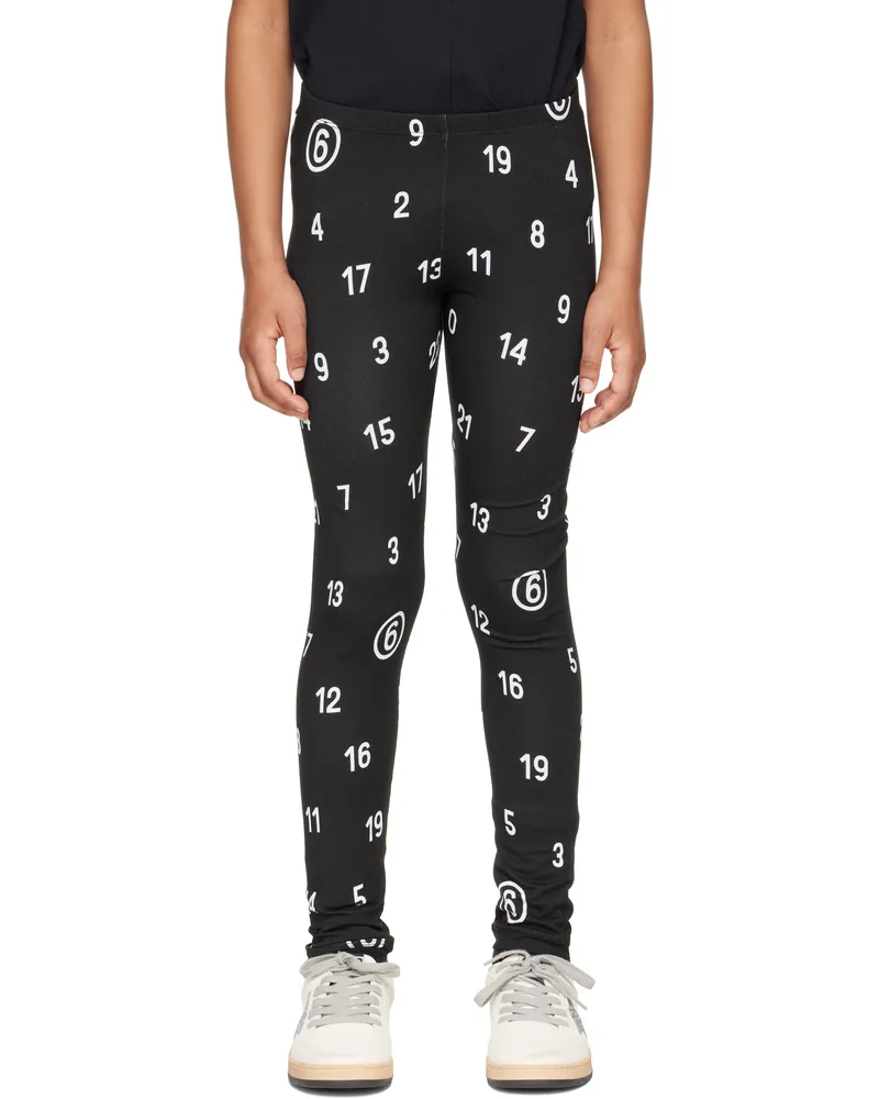 Maison Margiela Kids Black All Over Numeric Print Leggings M6900