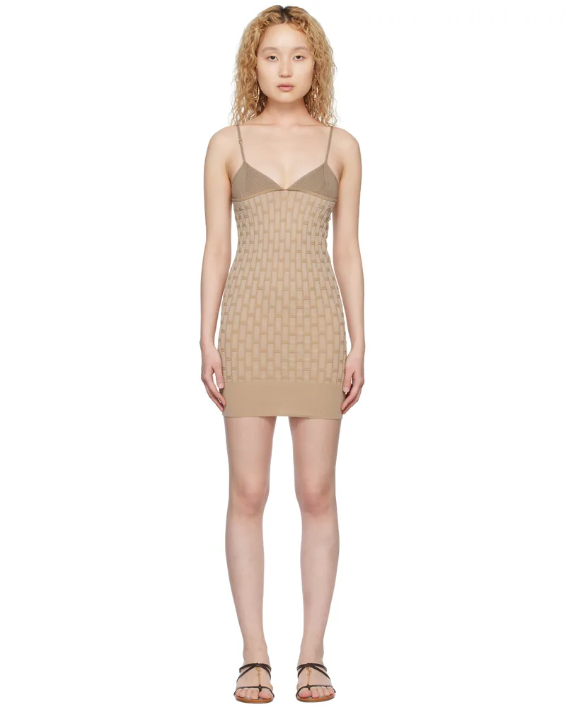 Jacquemus Beige Le Raphia 'La Robe Maille Tecido' Minidress 015