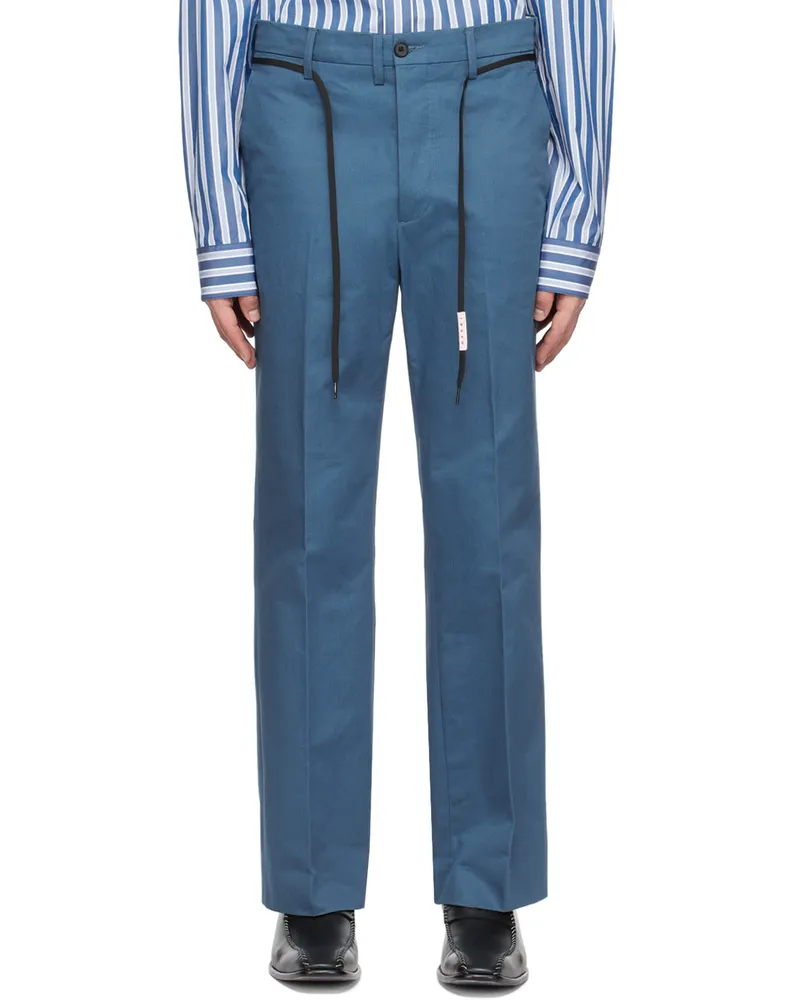 Marni Blue Straight-Leg Trousers 00b37