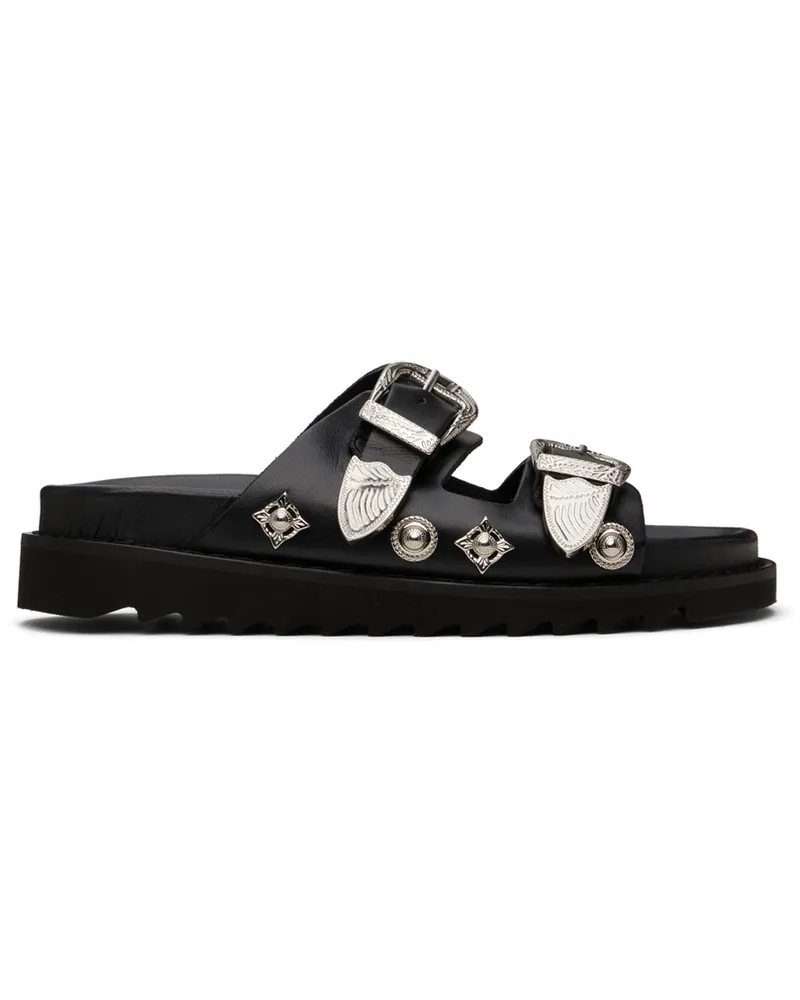 Toga Black Double Buckle Charms Sandals Aj844