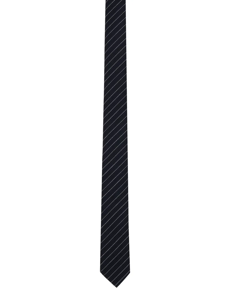 Thom Browne Navy Pinstripe High Twist Wool Classic Tie 415navy