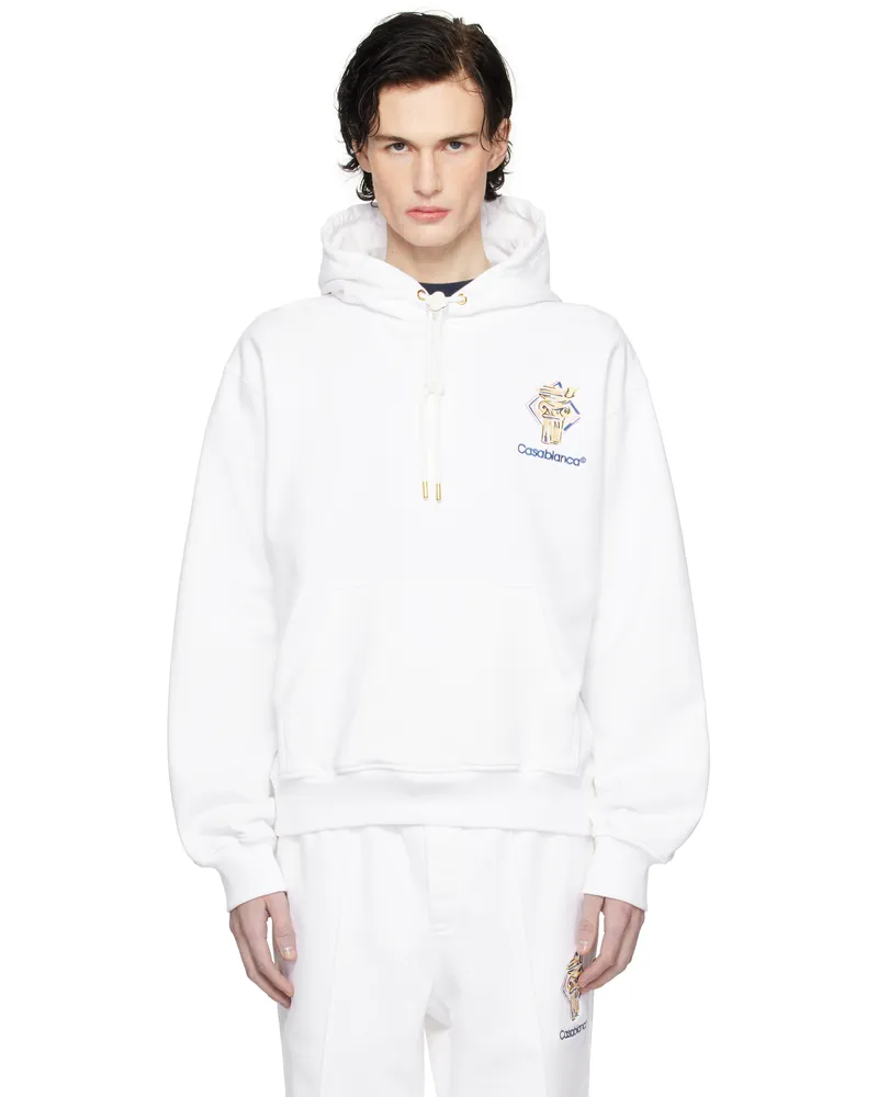 Casablanca Paris White Diamond Column Hoodie White