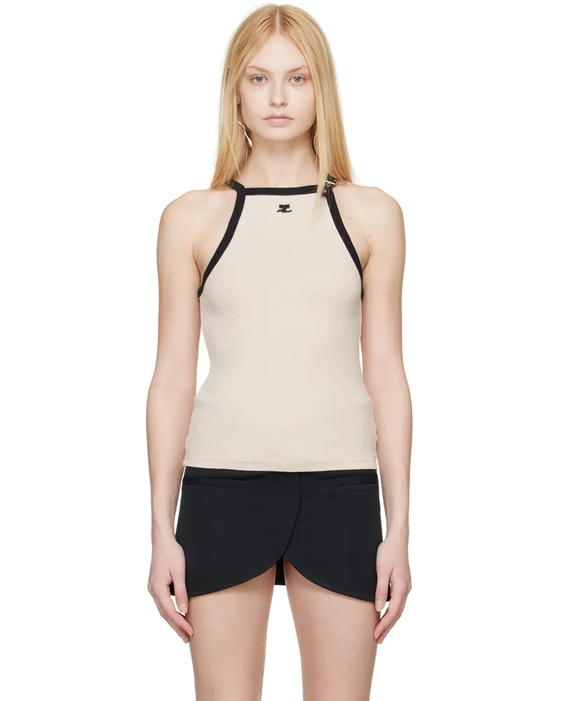 Courrèges Off-White & Black Buckle Tank Top B093