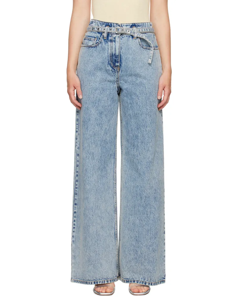 3.1 phillip lim Blue Wide Leg Belted Jeans Mb456