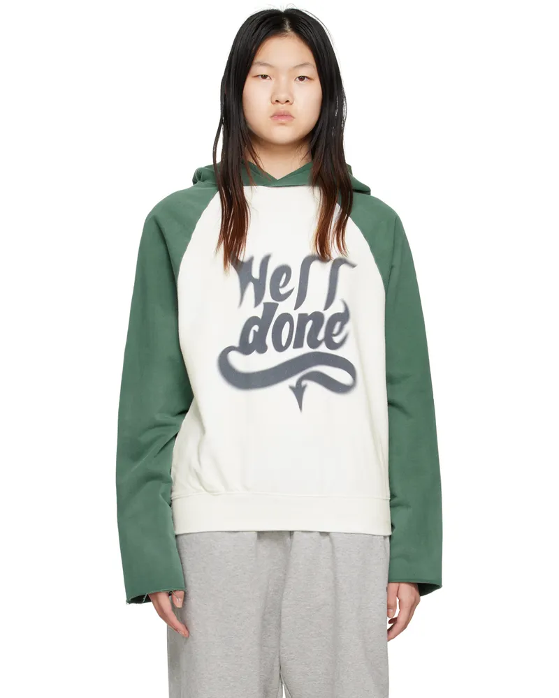 WE 11 DONE Off-White & Green Devil Hoodie Green