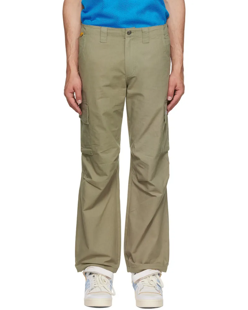 Dime Green Cotton Cargo Pants Washed