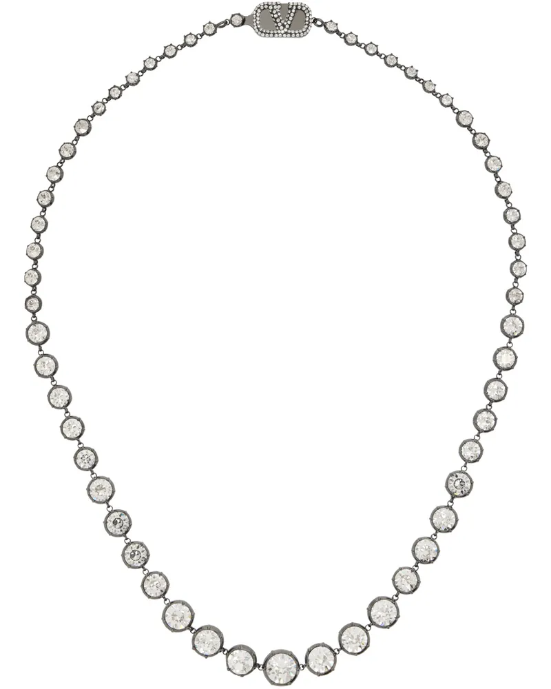 Valentino Garavani Gunmetal VLogo Signature Necklace Z2l
