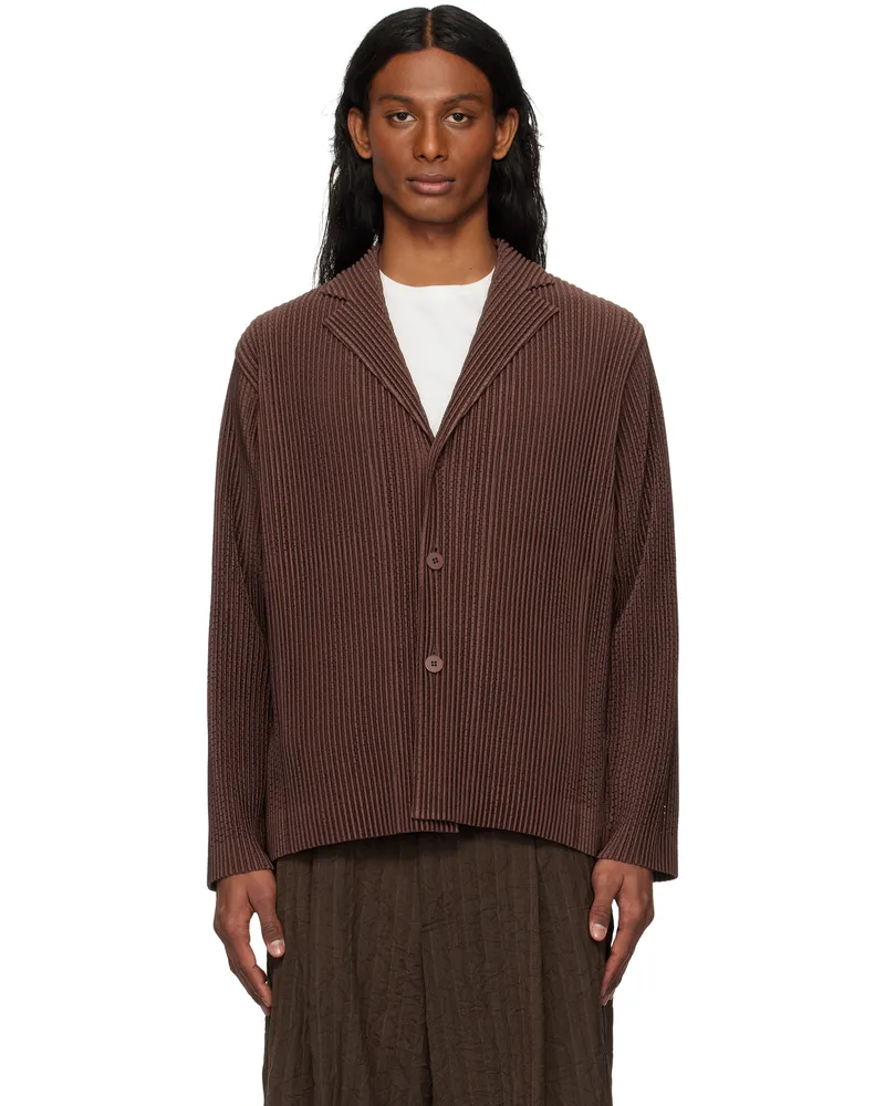 Issey Miyake Brown Outer Mesh Blazer 44-brown