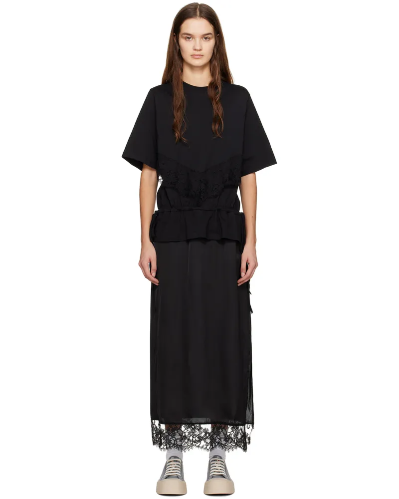 MSGM Black Paneled Maxi Dress Black