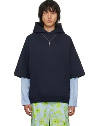 Marni Navy Layered Hoodie 00bblue