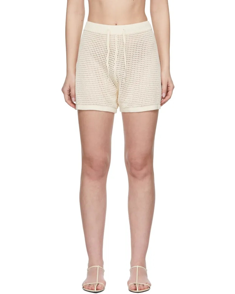 Nanushka Off-White Crocheted Fico Shorts Creme