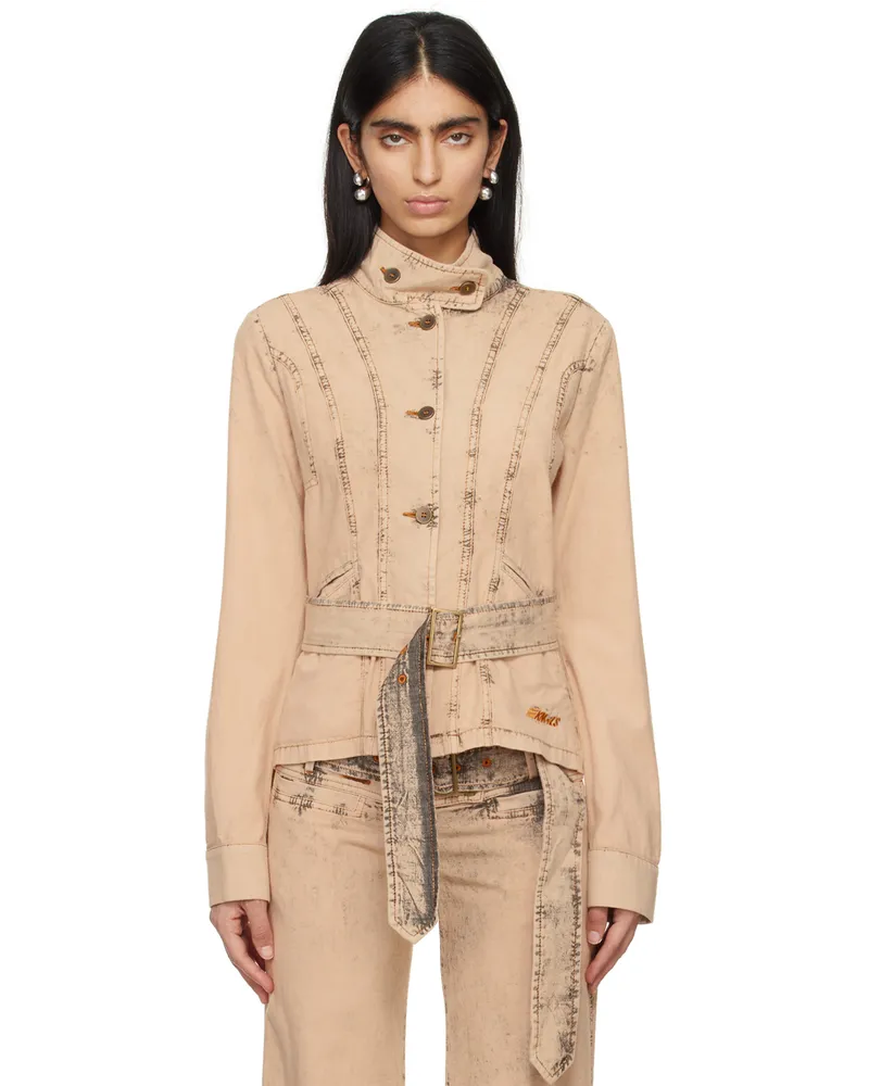 Charlotte Knowles Beige Issa Denim Jacket Buff