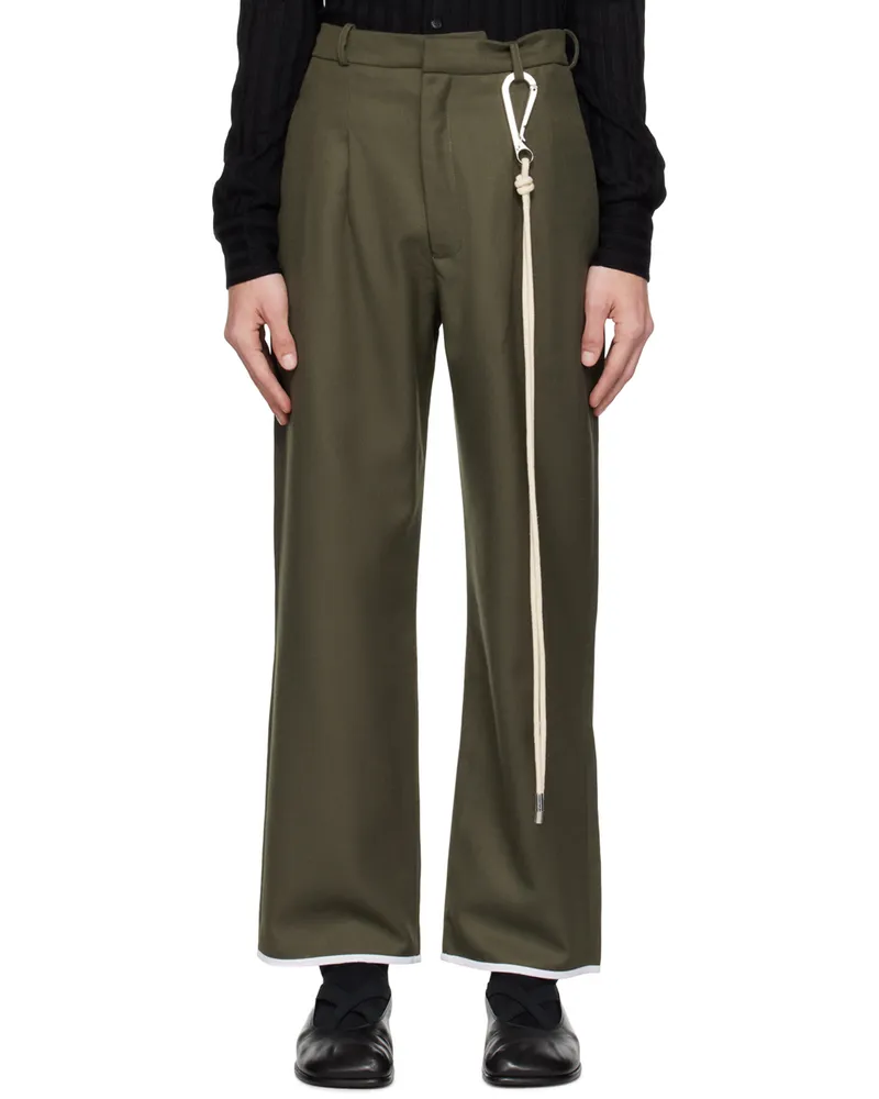 Carlota Barrera Green Pleated Trousers Moss
