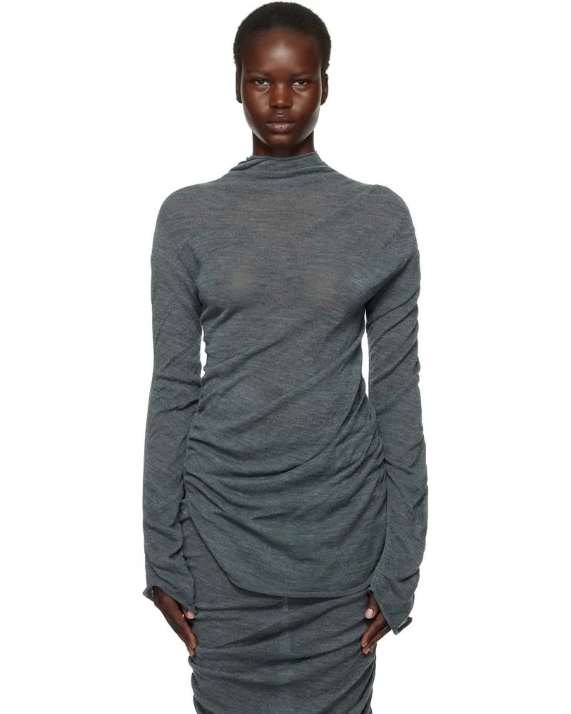 Issey Miyake Gray Ambiguous Wool Sweater 18