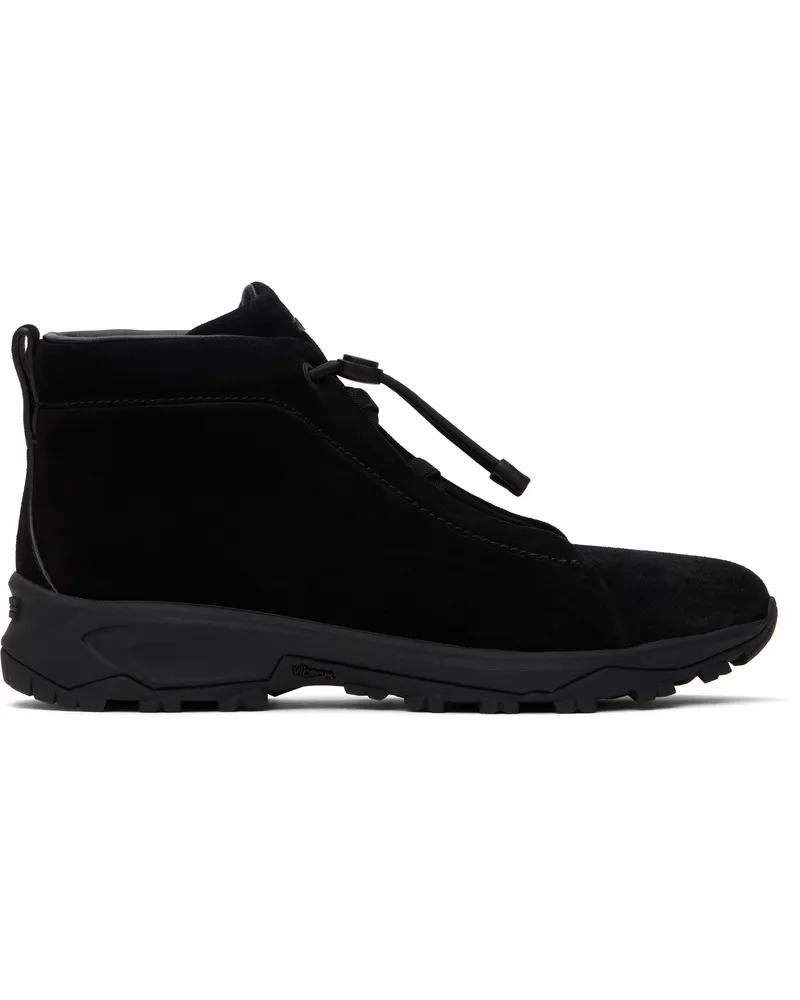 Ermenegildo Zegna Black Triple Stitch Vetta High-Top Sneakers Nee