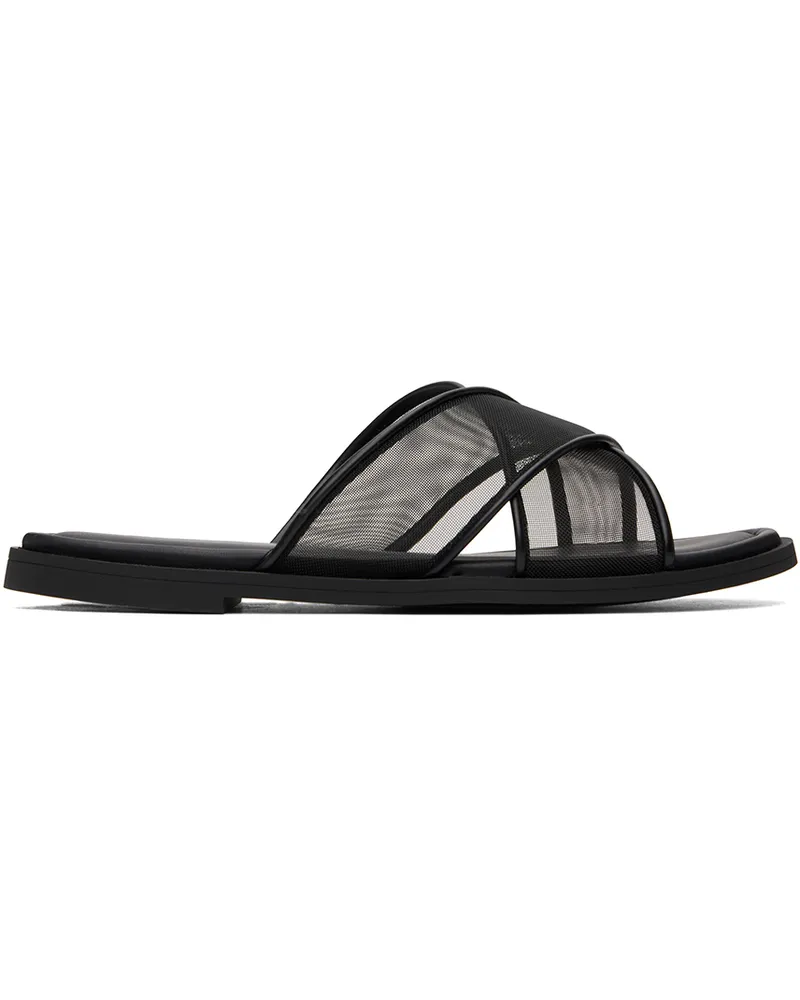 Rag & Bone Black Geo Mesh Cross Strap Sandals Black