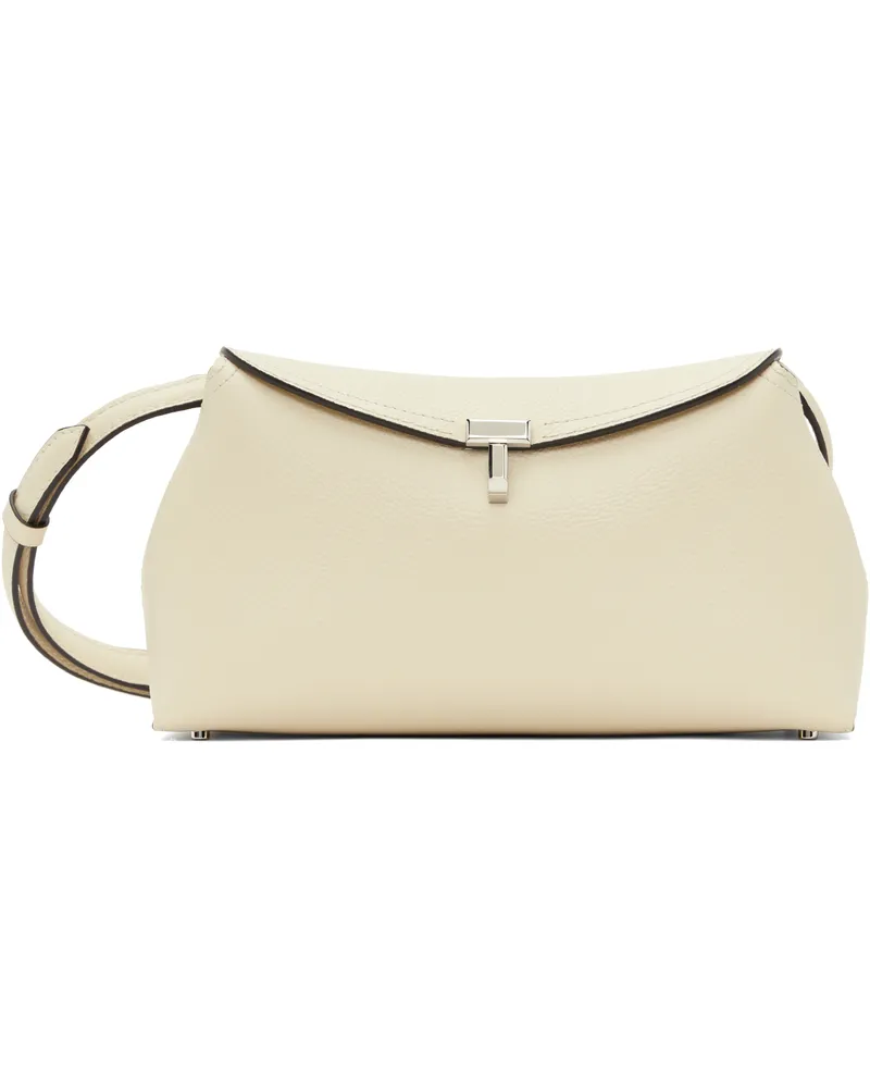 Totême Off-White T-Lock Grained-Leather Clutch Milk