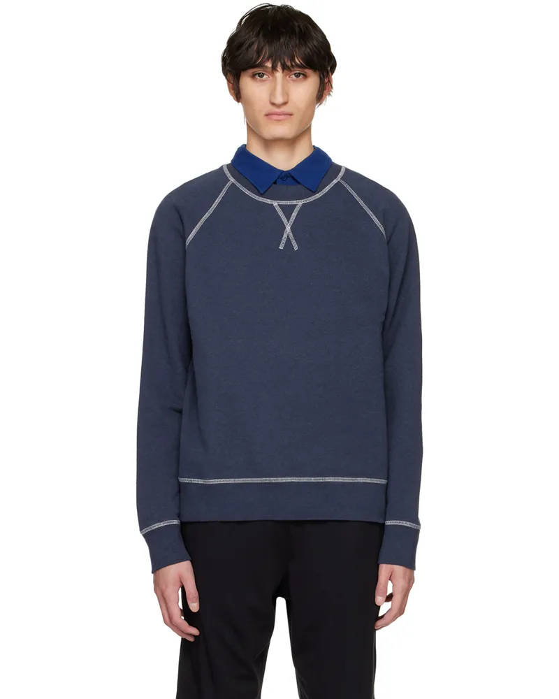 Sunspel Navy Crewneck Sweatshirt Buag5