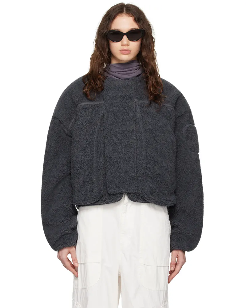 Entire Studios Gray Fluffy Jacket Charcoal