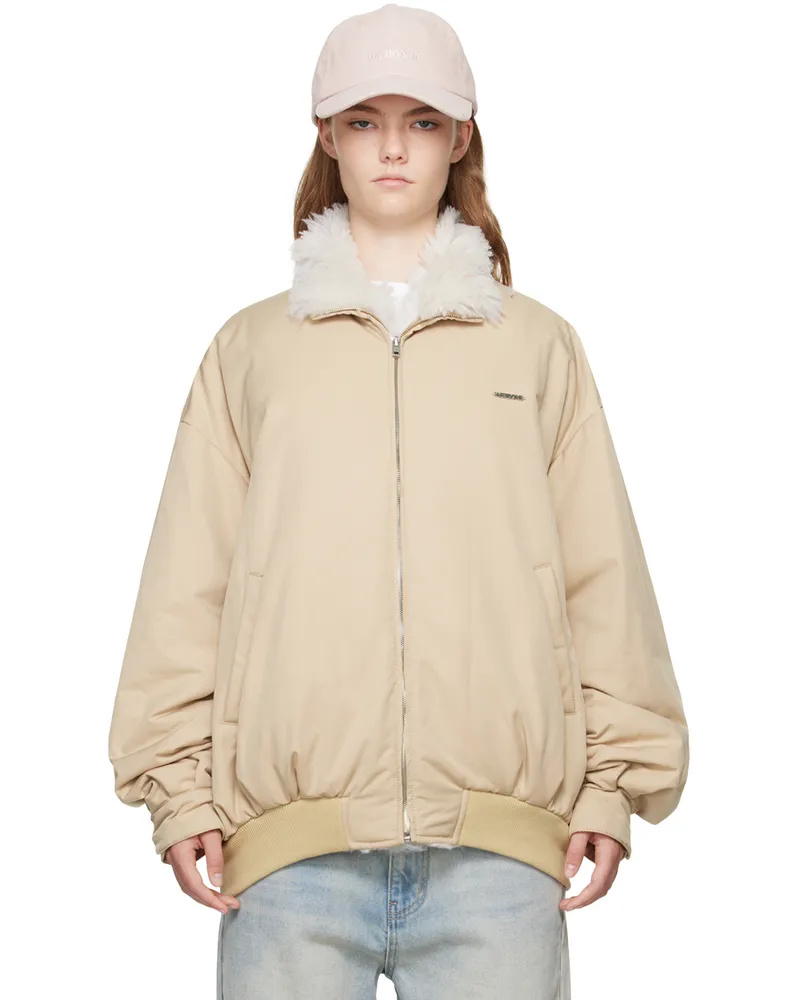WE 11 DONE Beige Harrington Bomber Jacket Beige