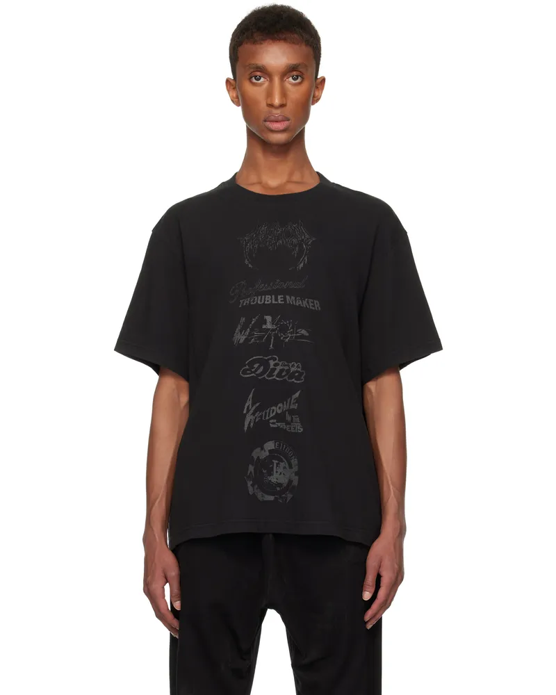 WE 11 DONE Black Multi Logo T-shirt Black