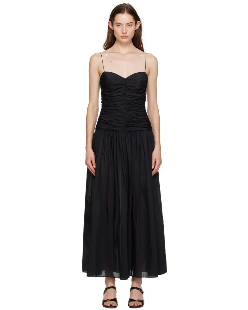 Matteau Black Gathered Midi Dress Black