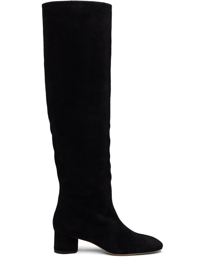 aeyde Black Willa Suede Over-Knee Boots Black