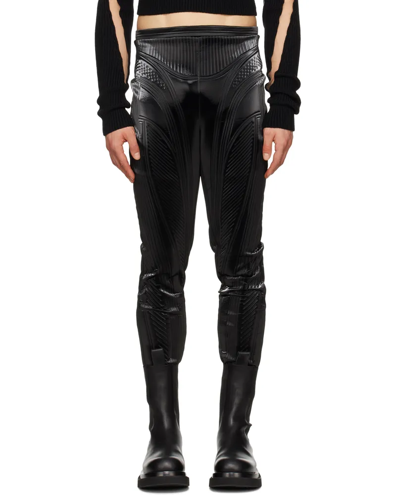 Thierry Mugler Black Embossed Trousers 1999