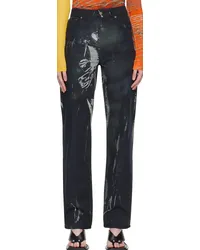 Louisa Ballou Black Printed Jeans Painted