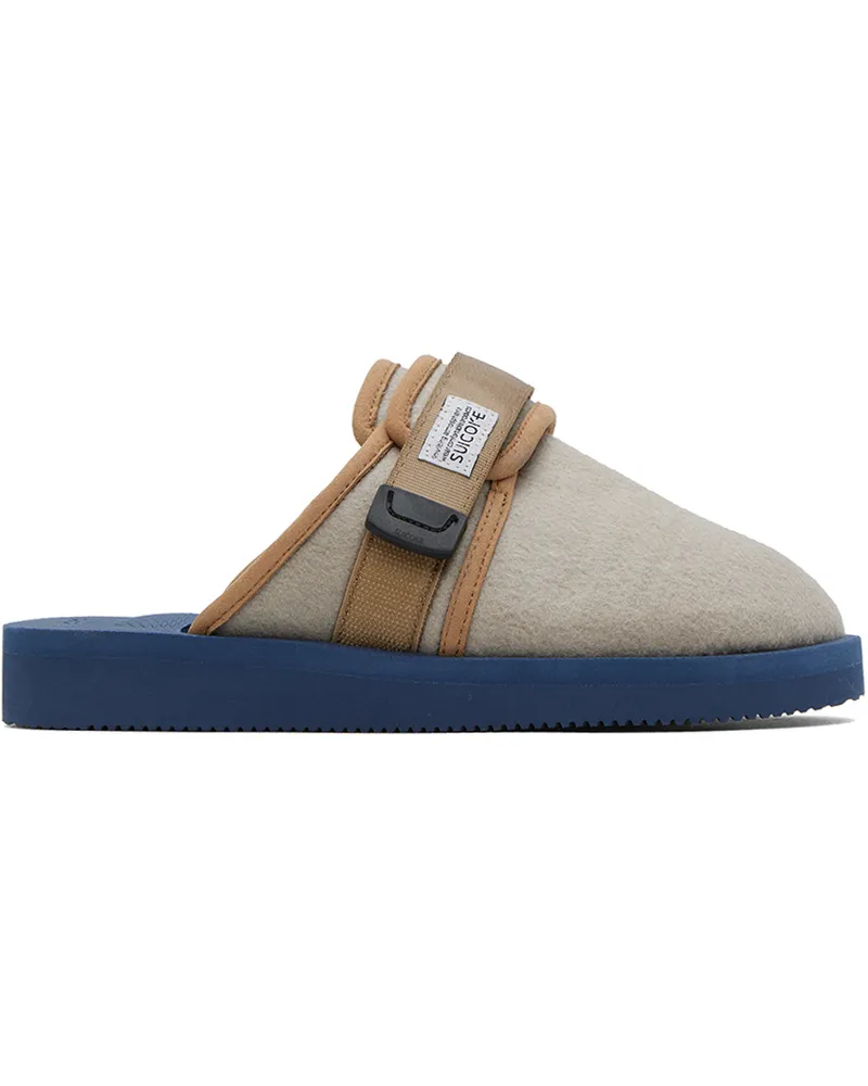 SUICOKE Taupe & Navy ZAVO-VPO Slippers Taupe