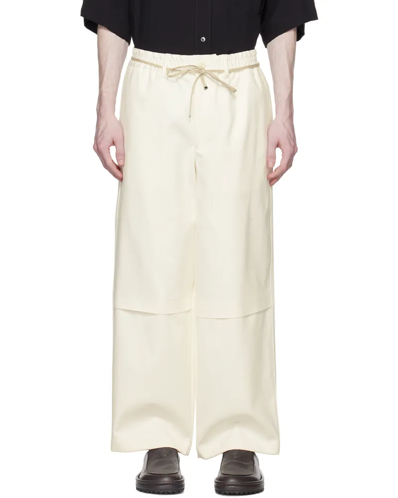 Emporio Armani White Double Trousers Bianco