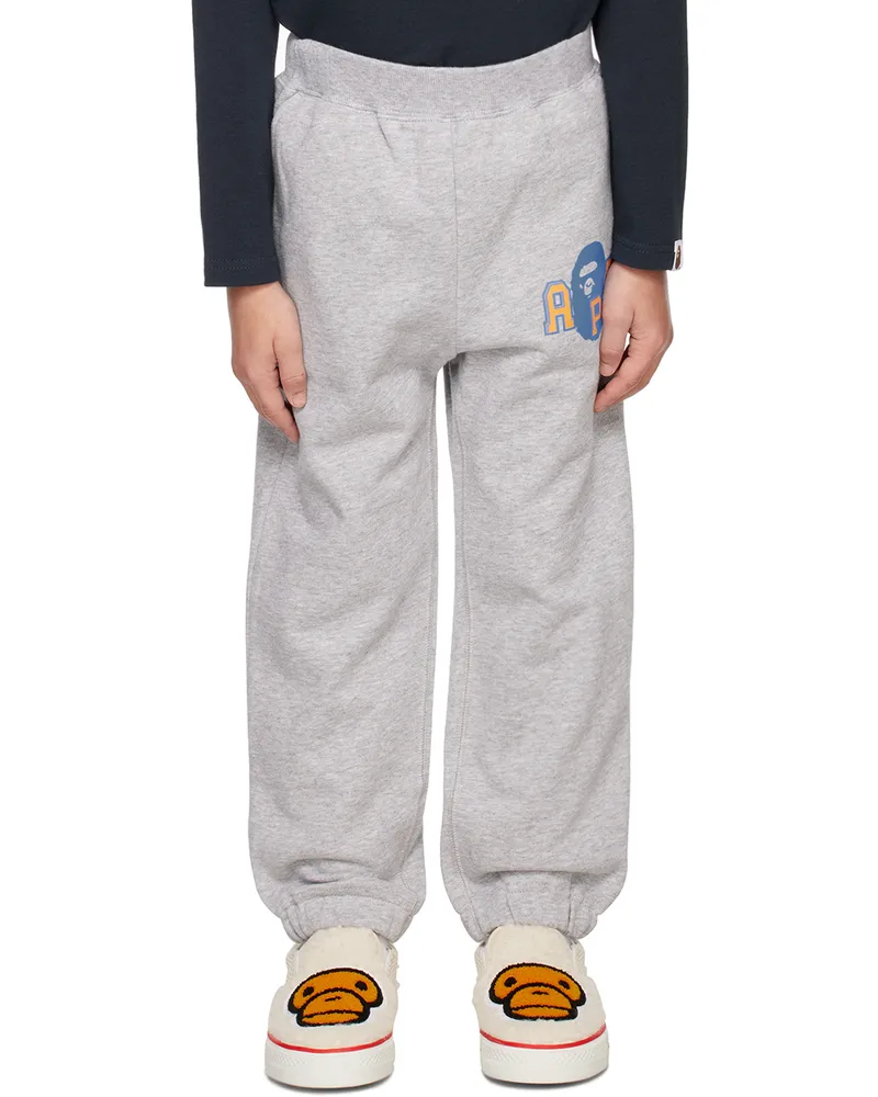 BAPE Kids Gray Ape Head Sweatpants Gray
