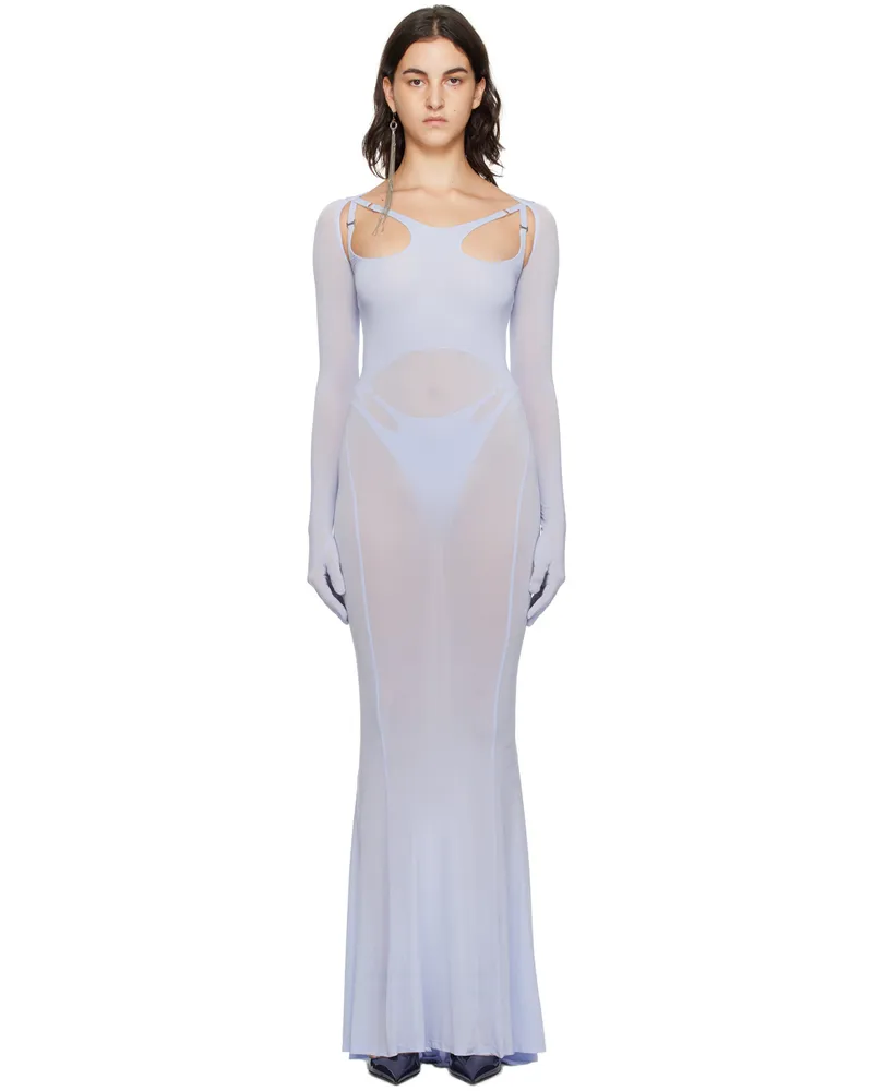 Dion Lee Blue Gloved Maxi Dress Glacier