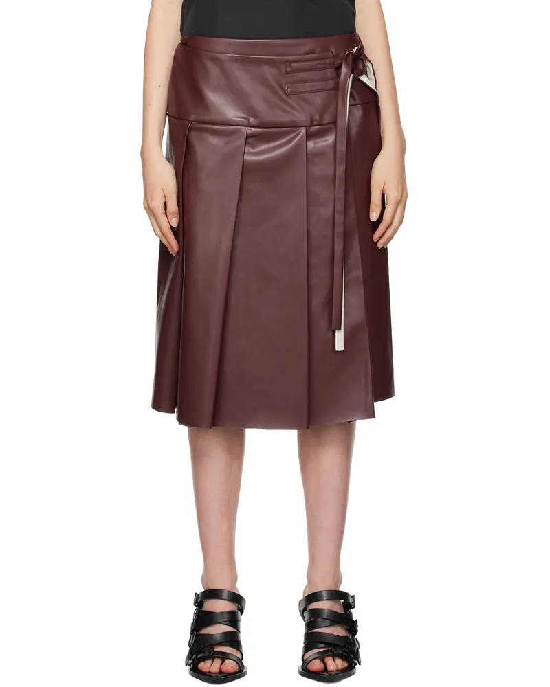 Renaissance Renaissance Burgundy Linda Faux-Leather Midi Skirt Red