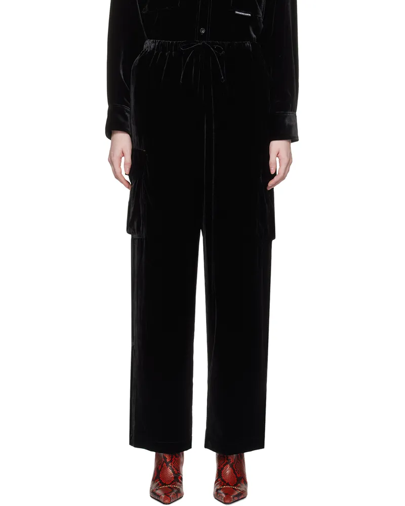 Alexander Wang Black Drawstring Cargo Pants 001