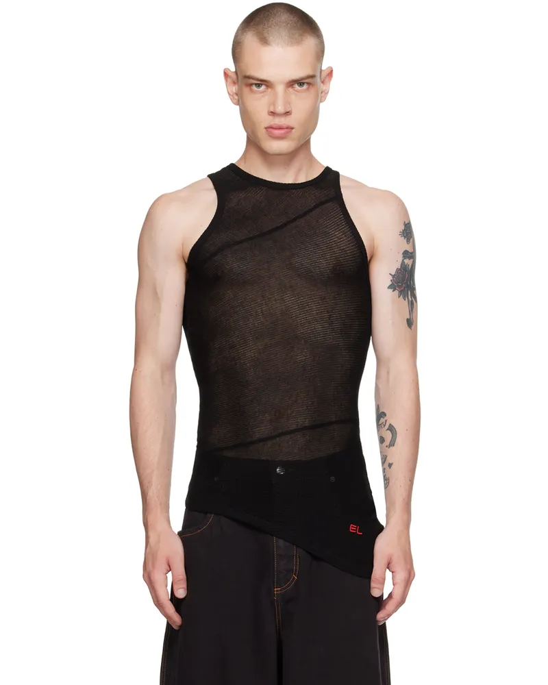 Eckhaus Latta Black Spiral Tank Top Jet