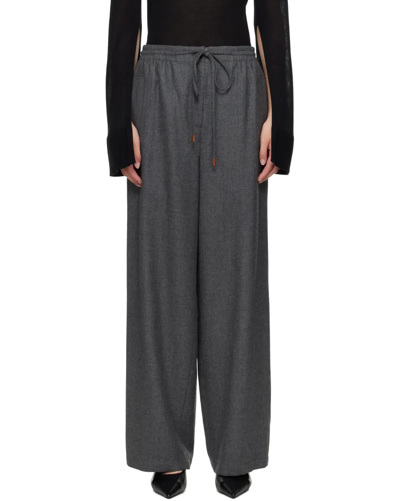LE 17 SEPTEMBRE Gray Drawstring Easy Wool Trousers Gray