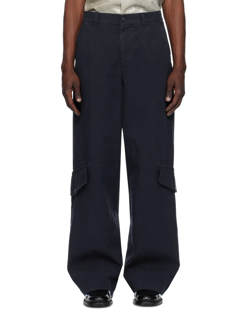 Dries van Noten Navy Cotton Cargo Pants 509