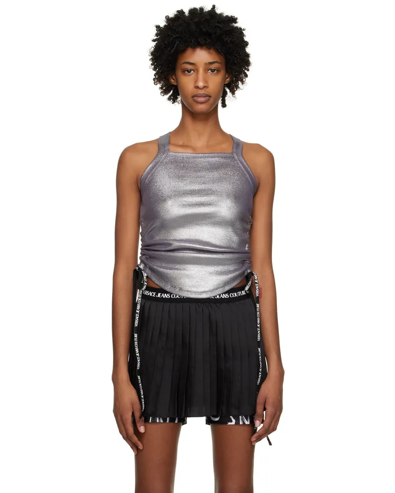 Versace Jeans Silver Ruched Tank Top E900
