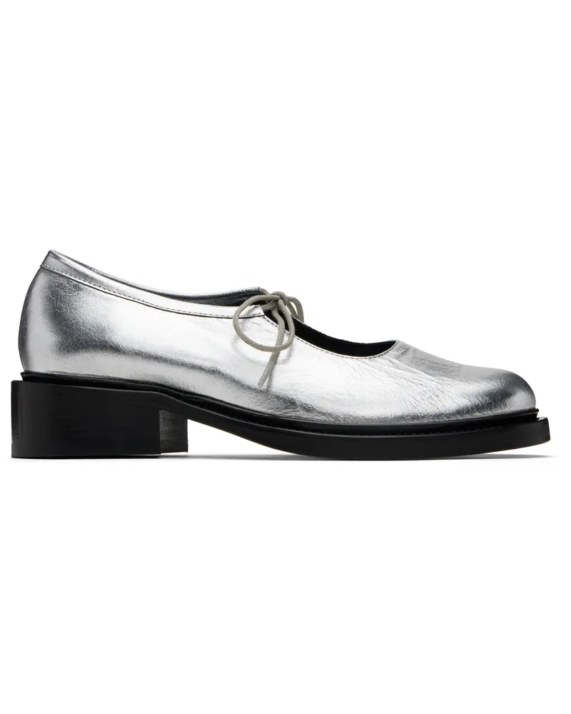 NICOLE SALDAÑA Silver Fabiana Ballerina Flats Silver