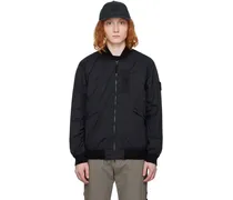 Black Garment-Dyed Bomber Jacket