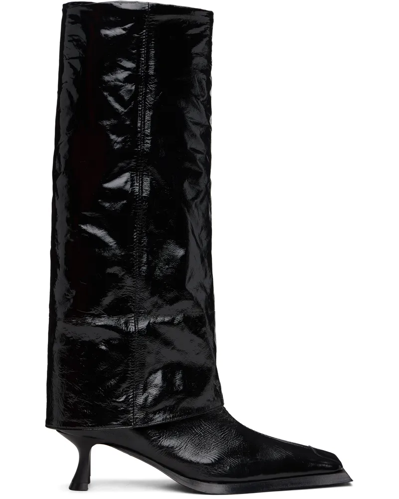 Miista Black Morgan Fold Over Tall Boots Black