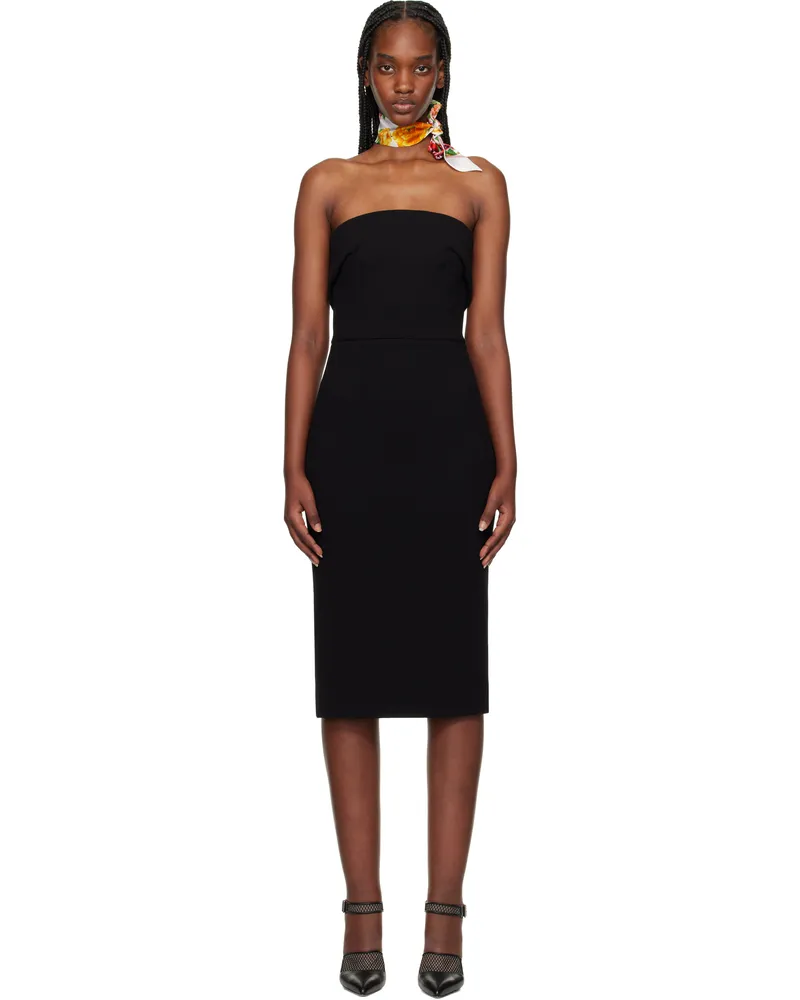 Dolce & Gabbana Black Wool Crêpe Strapless Midi Dress N0000