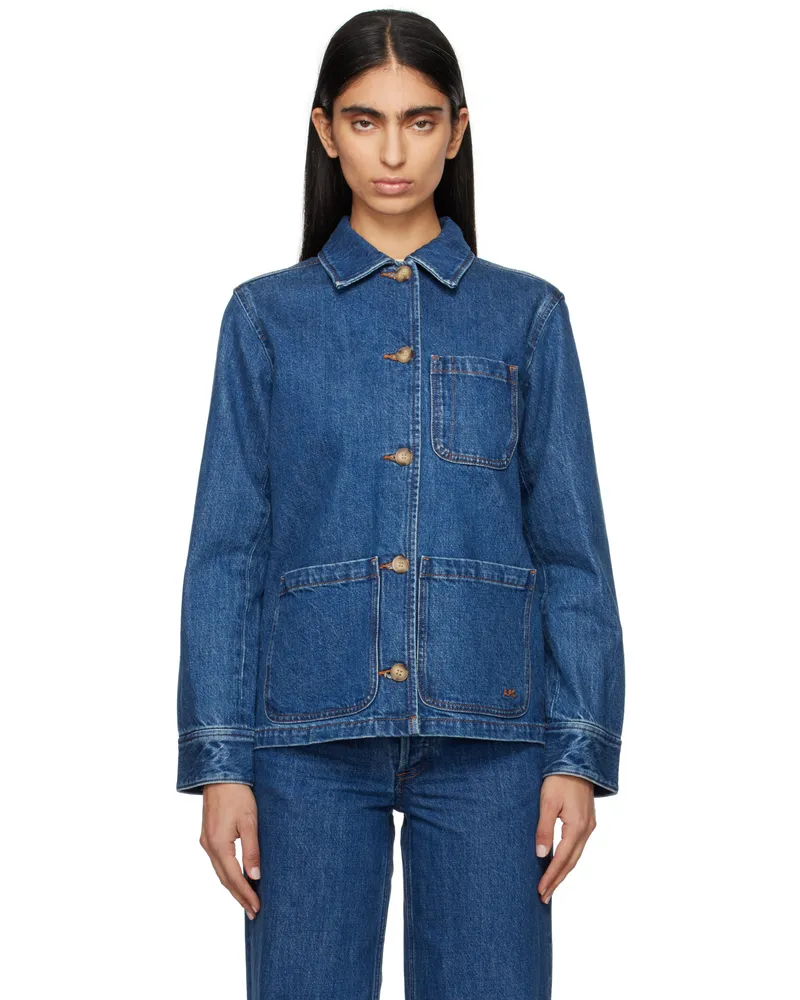 A.P.C. Blue Silvana Logo Denim Jacket Ial