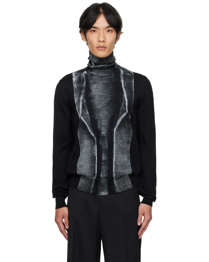 Maison Margiela Black Folded Printed 14 Gauge Sweater 900s